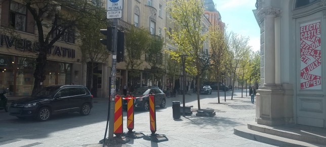 Parked Cars on Pedestrian Area