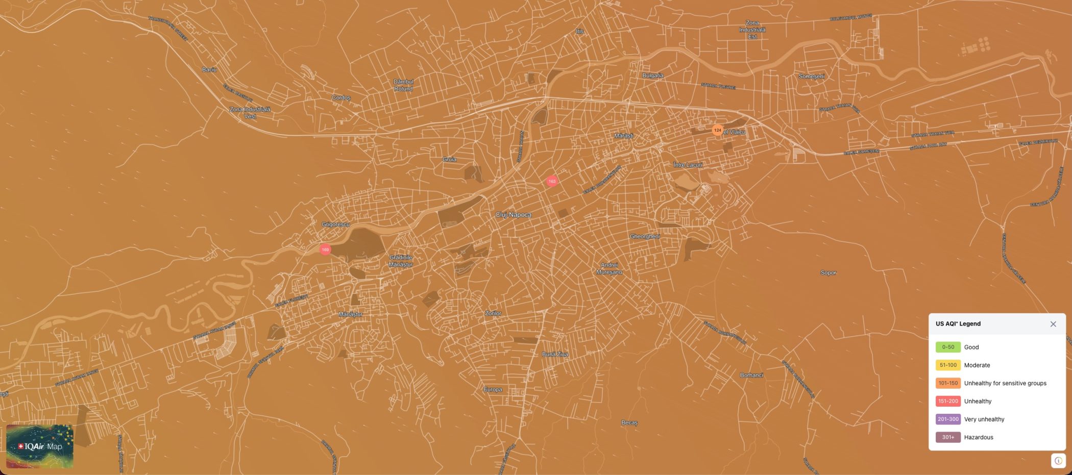 Map of Air Quality - IQAir December 18th 2025.