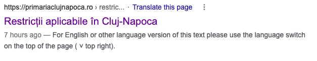 Cluj-Napoca Restrictions Published on Google