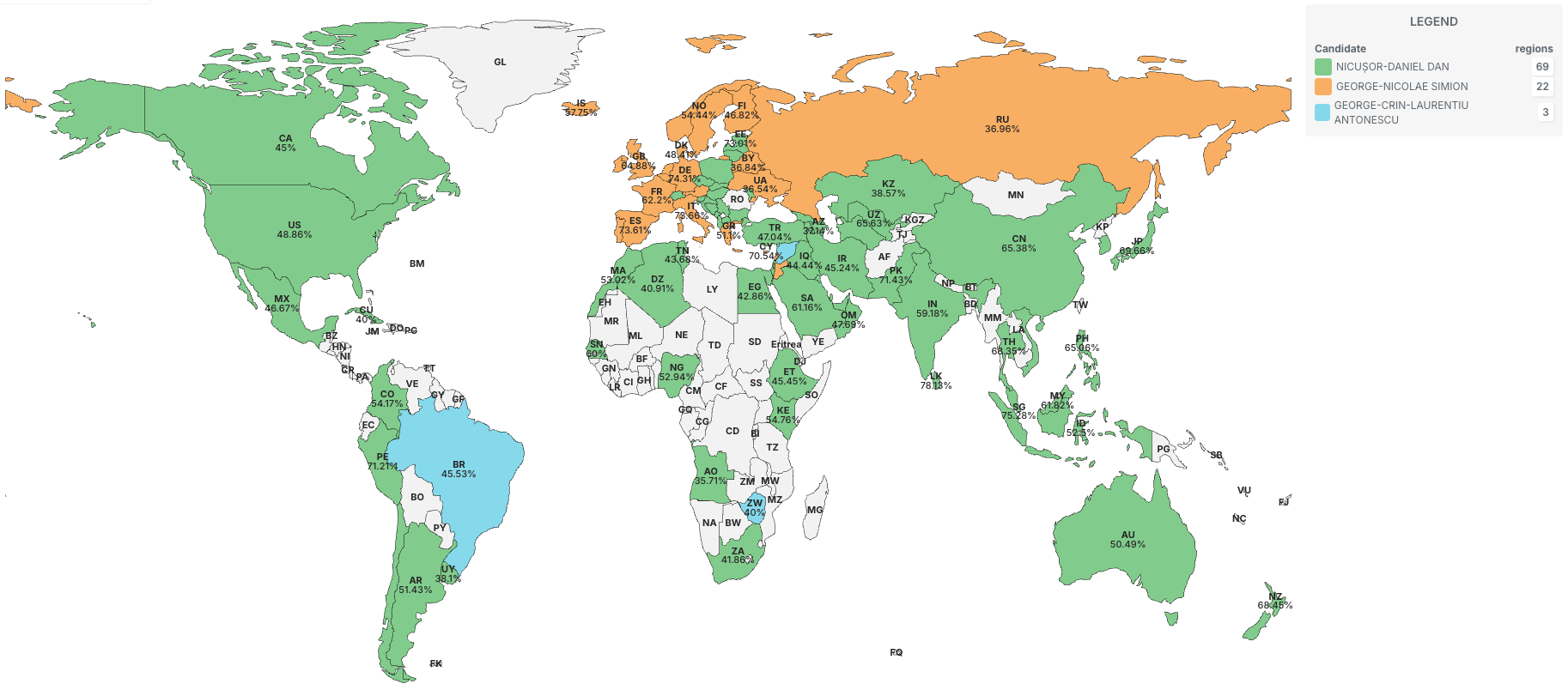 Diaspora vote by country – first round, 2025 presidential election
