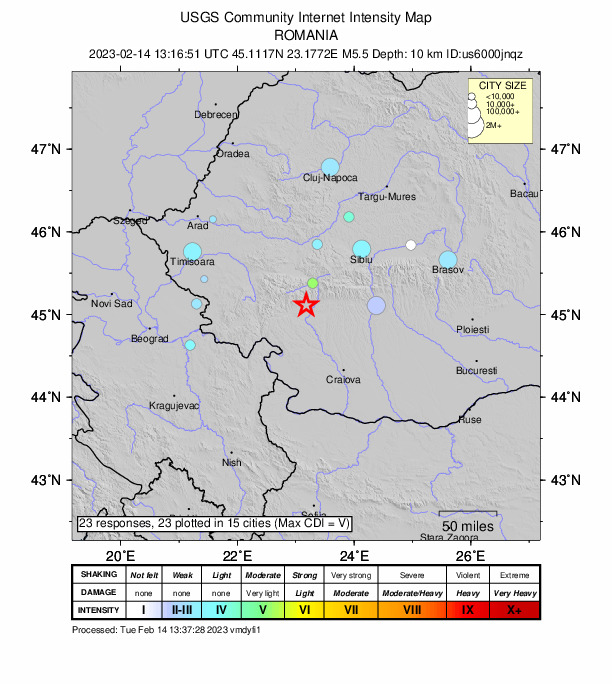 Feb 14th Earthquake Shake Map