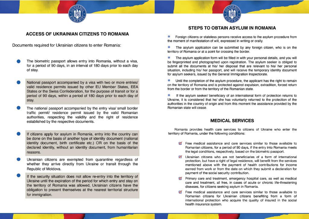 Important information for Ukranians arriving in Romania